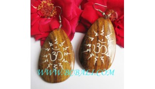 Organic Wood Painting Earrings